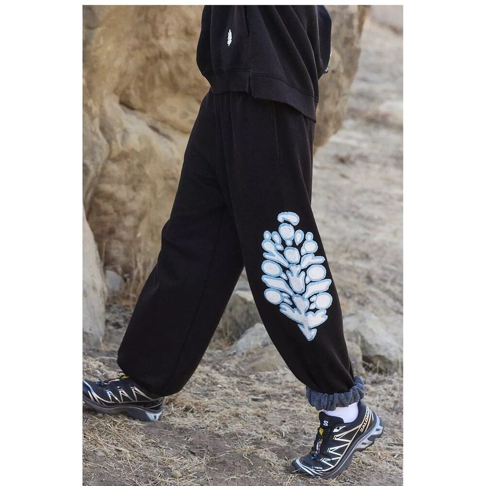 Free People FP Movement All Star Embroidered Trouser Pants Mid-Rise L 290063